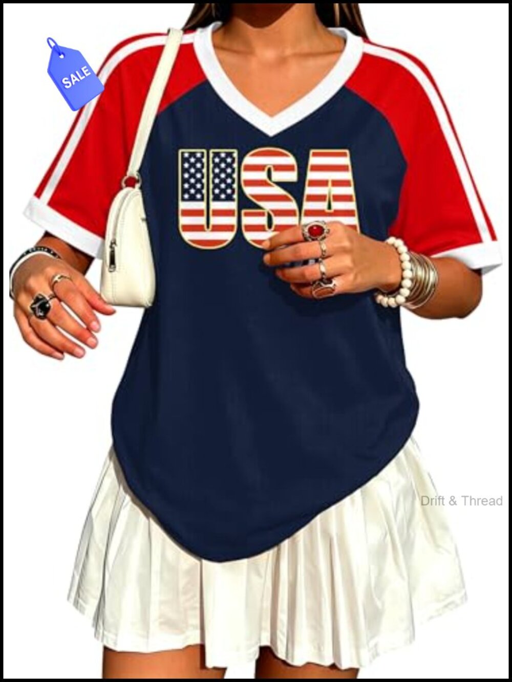 Oversized Soccer Jersey V Neck Drop Shoulder Short Sleeve Polyester Women's Fan